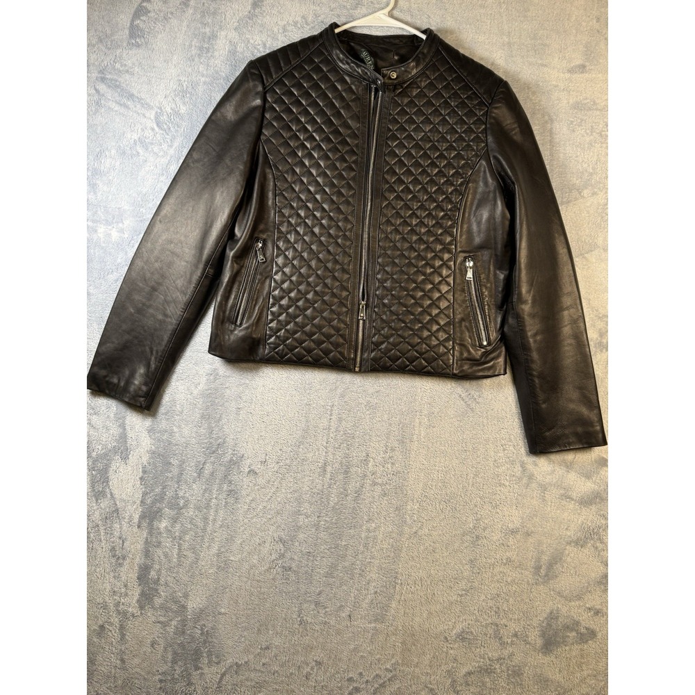 Lauren Ralph Lauren Lambskin Leather Biker Quilted Jacket Womens XL